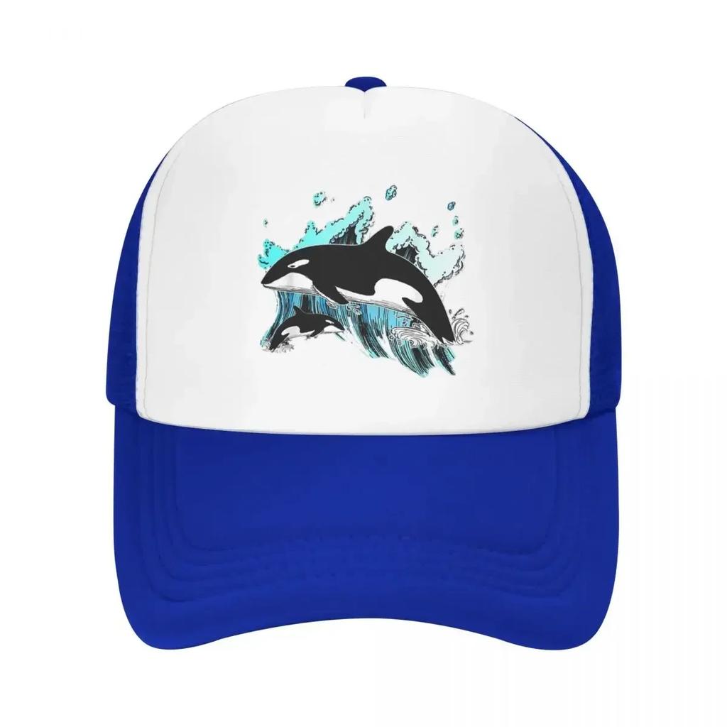 Orca Acuático Mar Océano Camisetas Superiores Ballena Asesina Gorra Casual Malla Gorras de Béisbol Ajustable Sombrero Hip Hop Verano Unisex Gorras de Béisbol