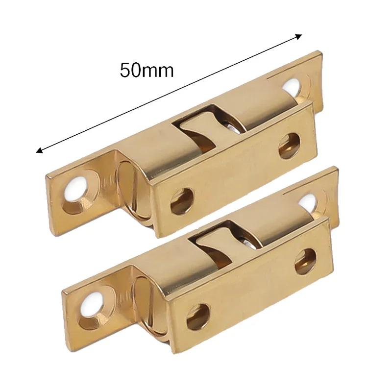 1pc Furniture Door Ball Latch Brass Double Roller Spring Ball Catch Latches Cabinet Closet Door Adjustable Tension Latch
