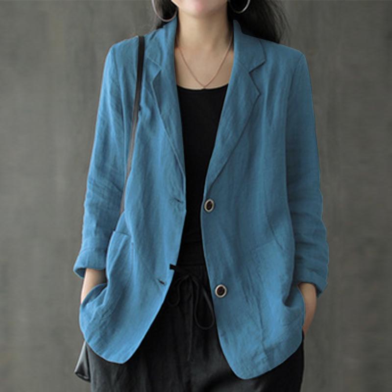ZANZEA Koreanische Version des Sommers 3/4 Ärmel Knopf Baumwolle Leinen Anzug dünne Strickjacke Jacke Frauen Oberbekleidung