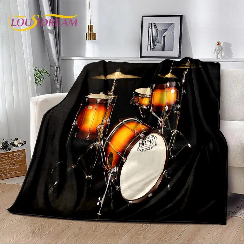Kit de tambor musical, conjunto de instrumentos, cobertor de pelúcia macio, cobertor de flanela, cobertor para sala de estar, quarto, cama, sofá, piquenique, criança