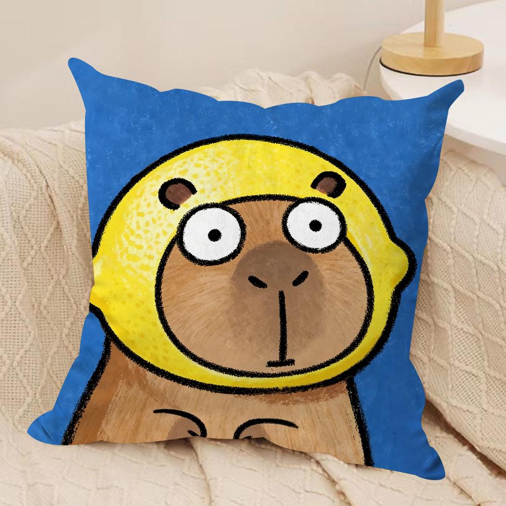 Cute Kapibala Cushion Cover Soft Plush Fabric DoubleSided Printed Cushion Covers for All Seasons Modern HomeDecor Gift