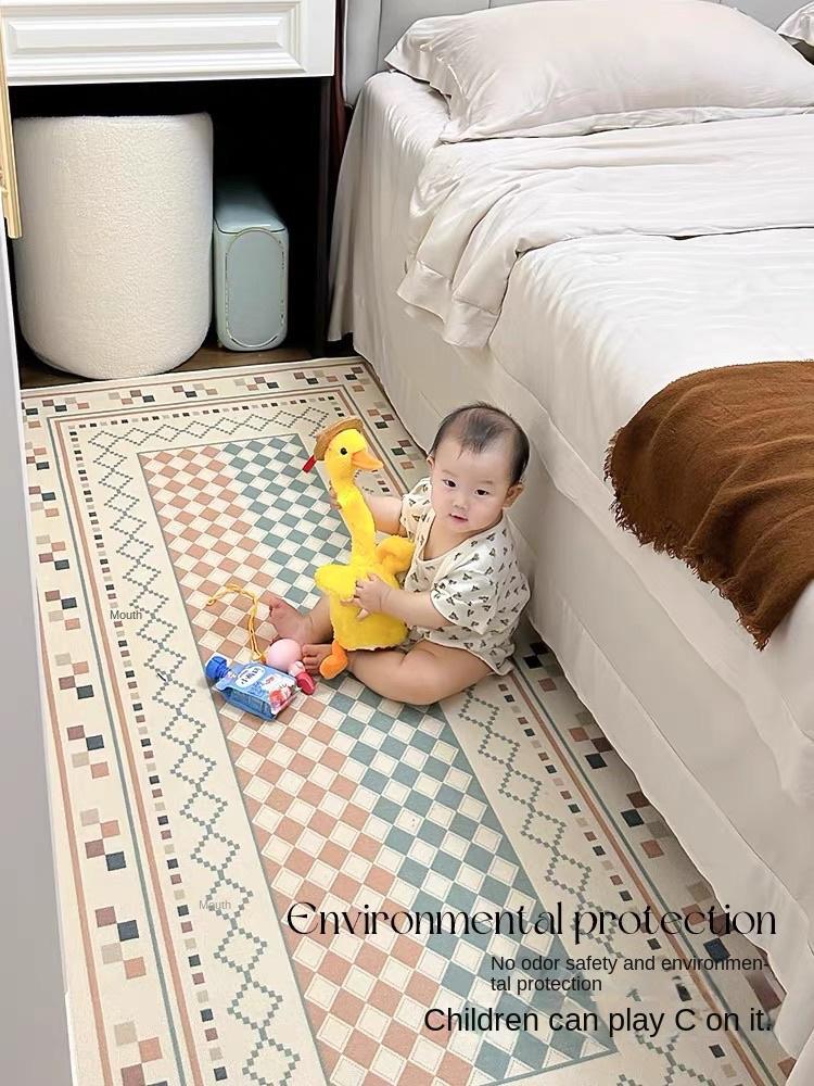 Classical Minimalist Style Loop Pile Carpet Living Room Bedroom Bedside Warm Floor Mat Anti-slip Washable and Quick