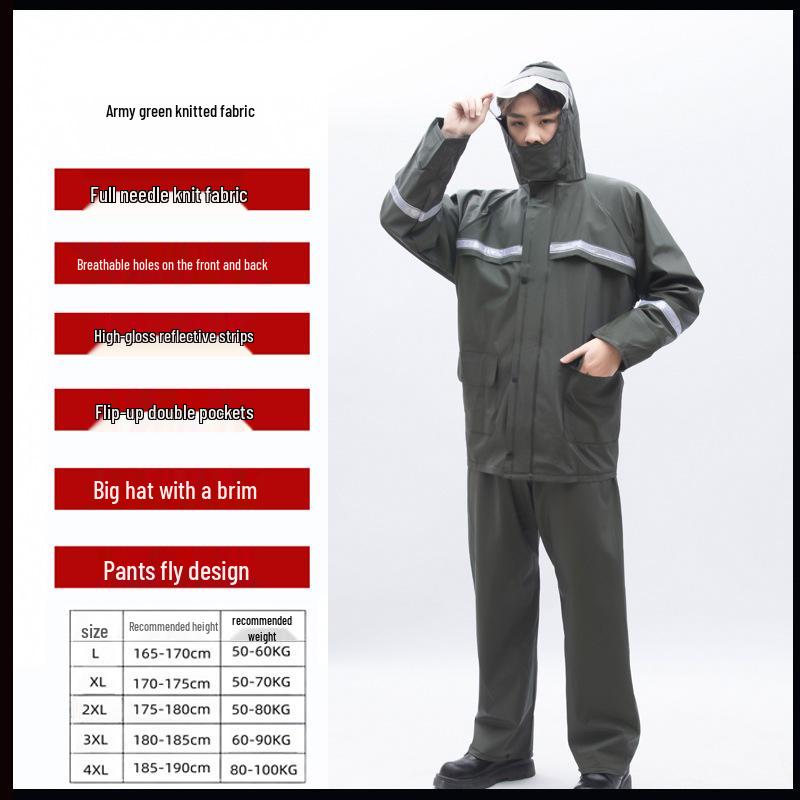 Reflective Raincoat and Pants Set for Electric Motorcycle Riding
