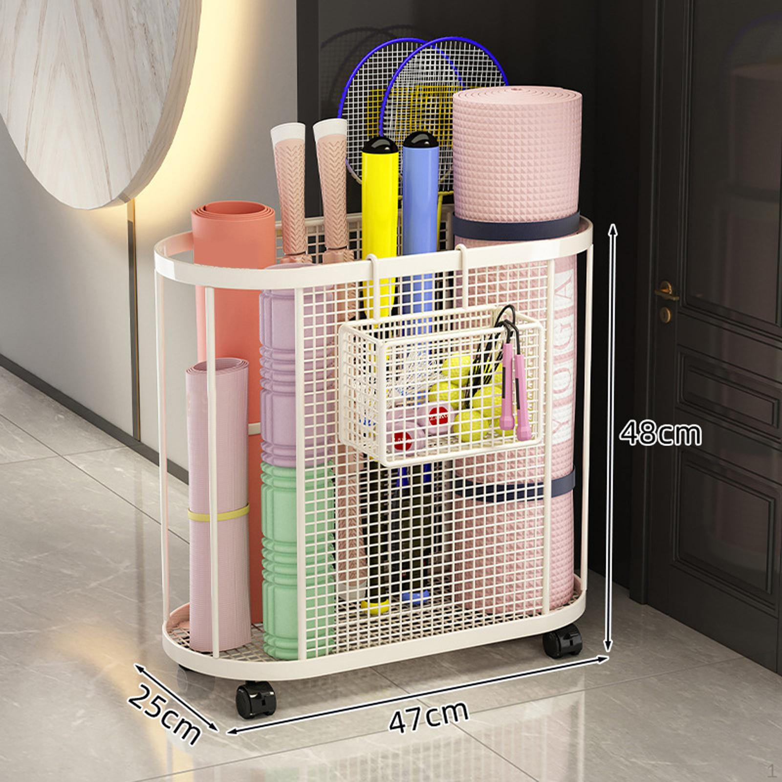 

Держатель для матов Домашний тренажерный зал Органайзер Стойка Тележка для гирь белый