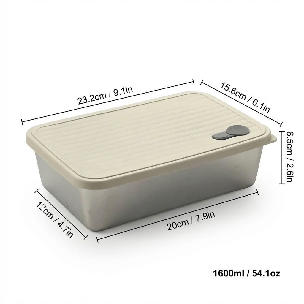 Stackable Fruit,Vegetable,Meat Food Container Durable Sealed 304 Stainless Steel Fresh-keeping Box Refrigerator&Microwave Safe