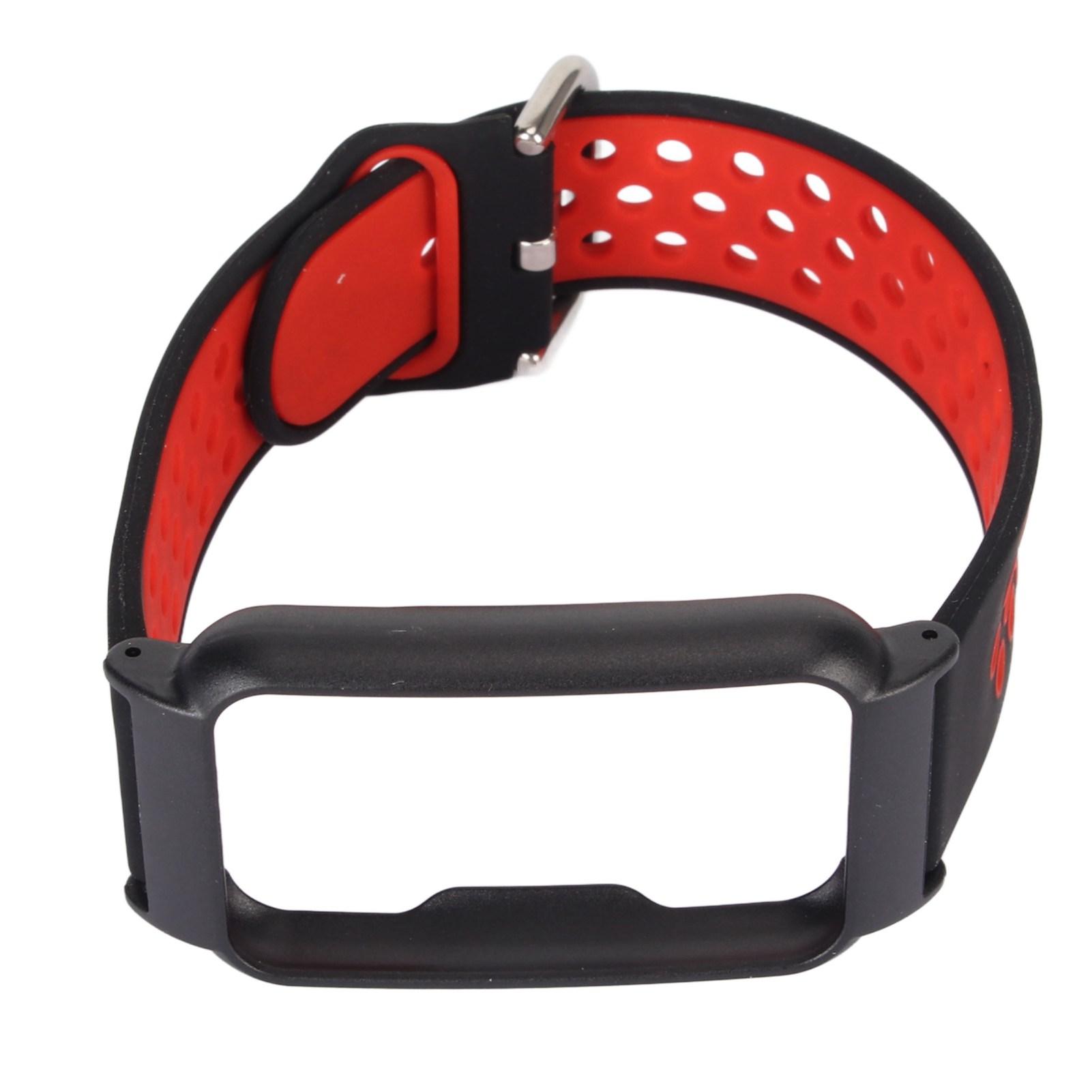 

20mm Silicone Watchband Soft Breathable Stylish Comfortable Lightweight for OPPO FREE Smart Watch Black Red + Black