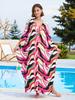 Vacation dress, long robe, loose positioned print beach cover-up, bikini dress
