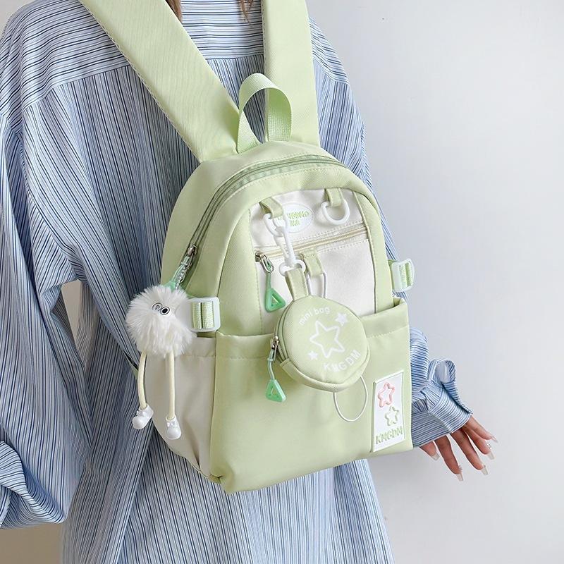 Summer New High-quality Small Fresh Color Contrast Letter Schoolbag Female Primary and Secondary School Students Light Shoulder Bag