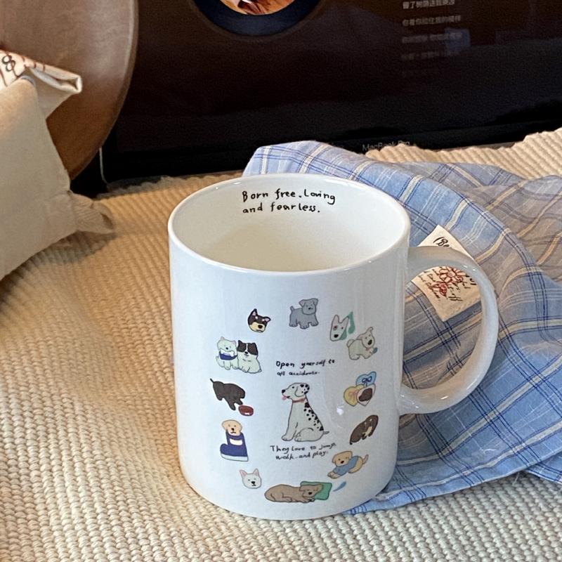 Original Atmosphere Niche Bone China Children'S Fun Puppy Ceramic Cup Shallow Plate Set Coffee Cup Gift Box