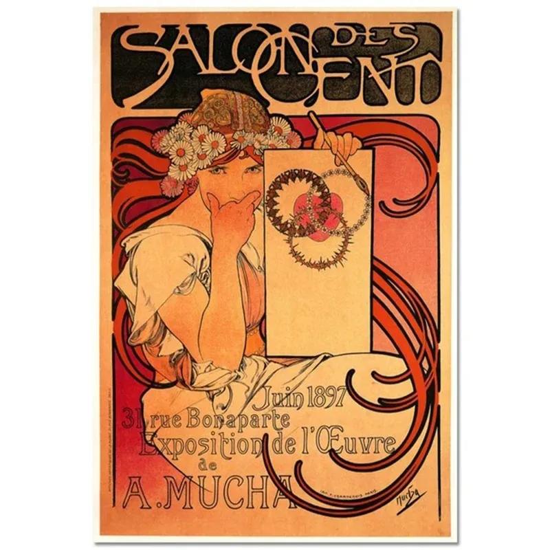 Alphonse Mucha Affisch Pinup-flickor Metallplåtskylt Konst Målning Dekorativa Väggplåtar För Bar Café Vardagsrum Hem Väggdekor