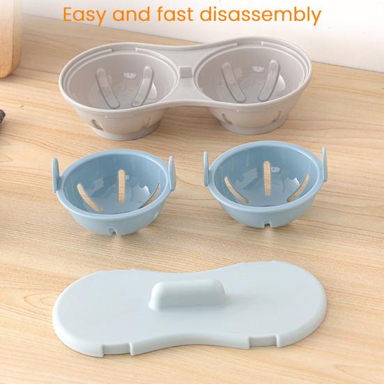Yousheng Microwave Egg Poacher Cooker 2 Grids Egg Steamer for Boiled Eggs BPA-Free Steamed Egg Cooking Box Kitchen Gadget for Healthy Breakfasts
