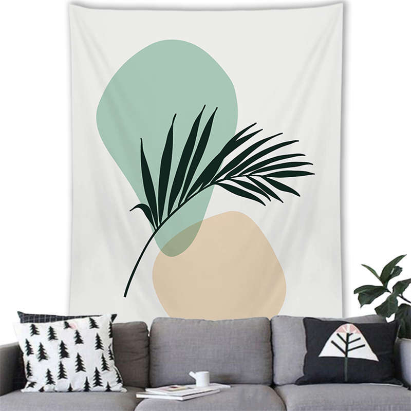 Nordic Tapestry Morning Dew Plant Pattern Polyester Print Serene Bedroom Wall Landscape