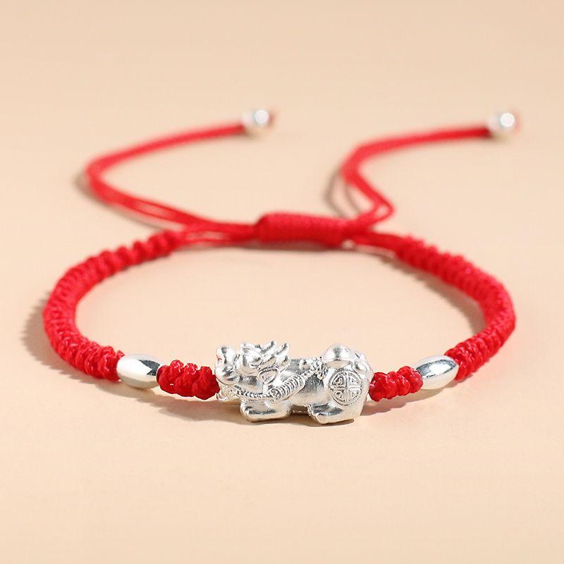 

Red Rope Bring In Wealth and Treasure Boys Pure Silver New Chinese Women s Silver Red rope girl