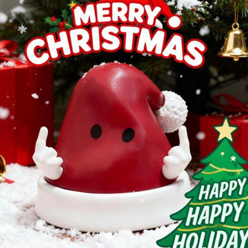 Christmas Table Figurines Collectible Desktop Sculpture Santa Hat Desktop Sculpture For Living Room Shelf Table Study Nursery