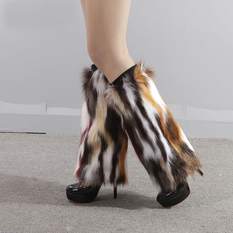 Dammode bootsmanschett fluffig mjuk päls fuskpäls benvärmare kängor 20-40 cm