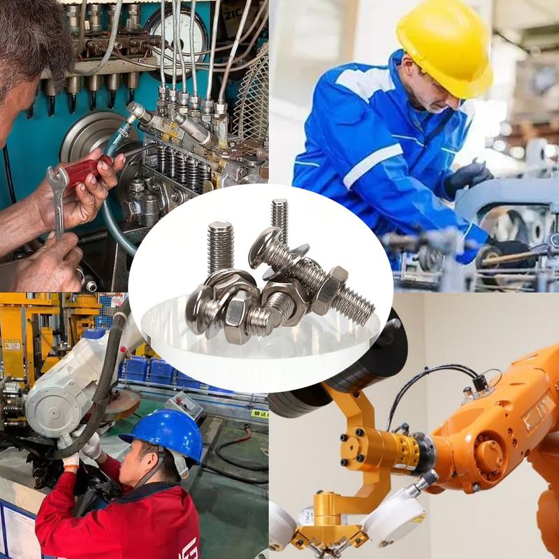 880pcs-stainless steel round cup hex bolt, nut, and washer set - M2-M5 sizes, includes hex wrench, suitable for DIY and repair.
