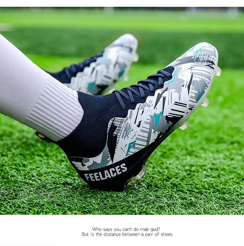 2024 Men's Fly-Knit High-Top Soccer Shoes with Breathable Sock Liner for Professional Turf Training