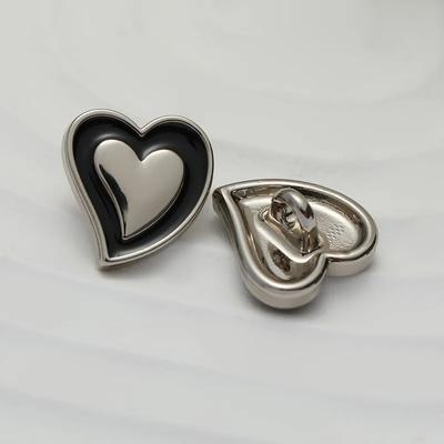 10pz Bellissimi Bottoni a Forma di Cuore 11mm Piccoli Argento Metallo con Gambo Accessori Abbigliamento da Donna