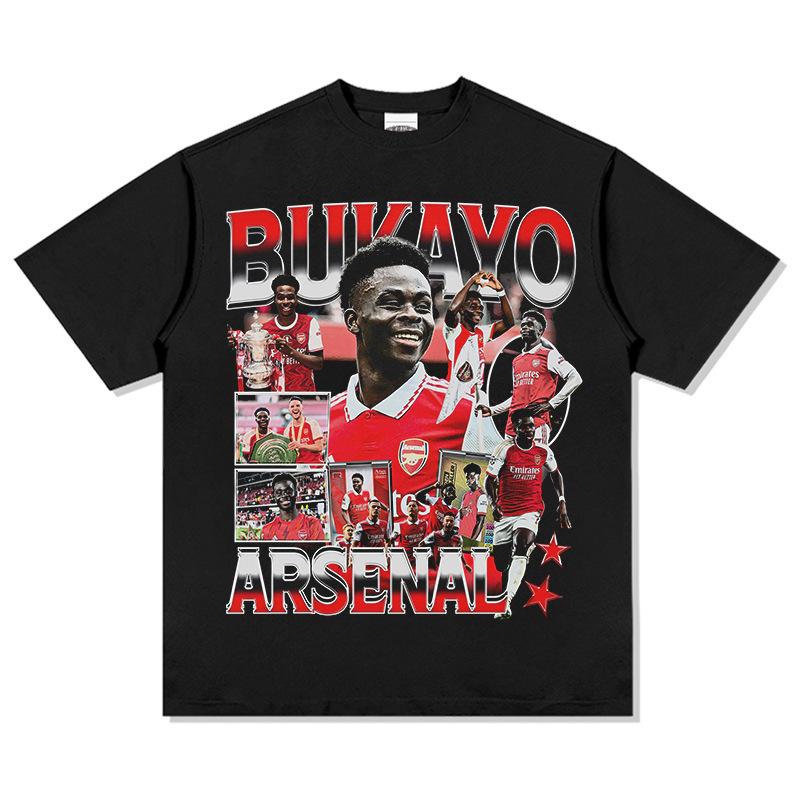 Hooded Sweater Abukayosak T-Shirt Heavy Vintage Bukayo Crew Neck Saka Print Short Sleeve