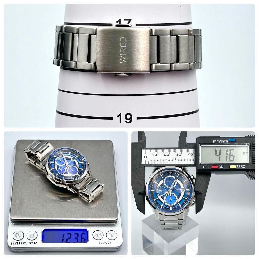 Used [In Very Good Condition] Seiko WIRED Apollo Solar Chronograph Blue Dial