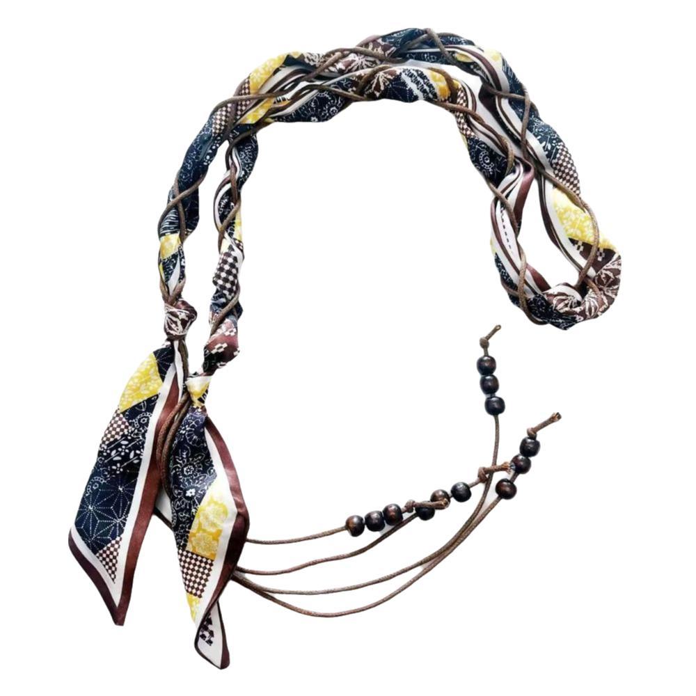 Tassel Detail Waist Belt Woven Design Silk Scarf Minimalist Waist Rope Bohemian Style Style 2