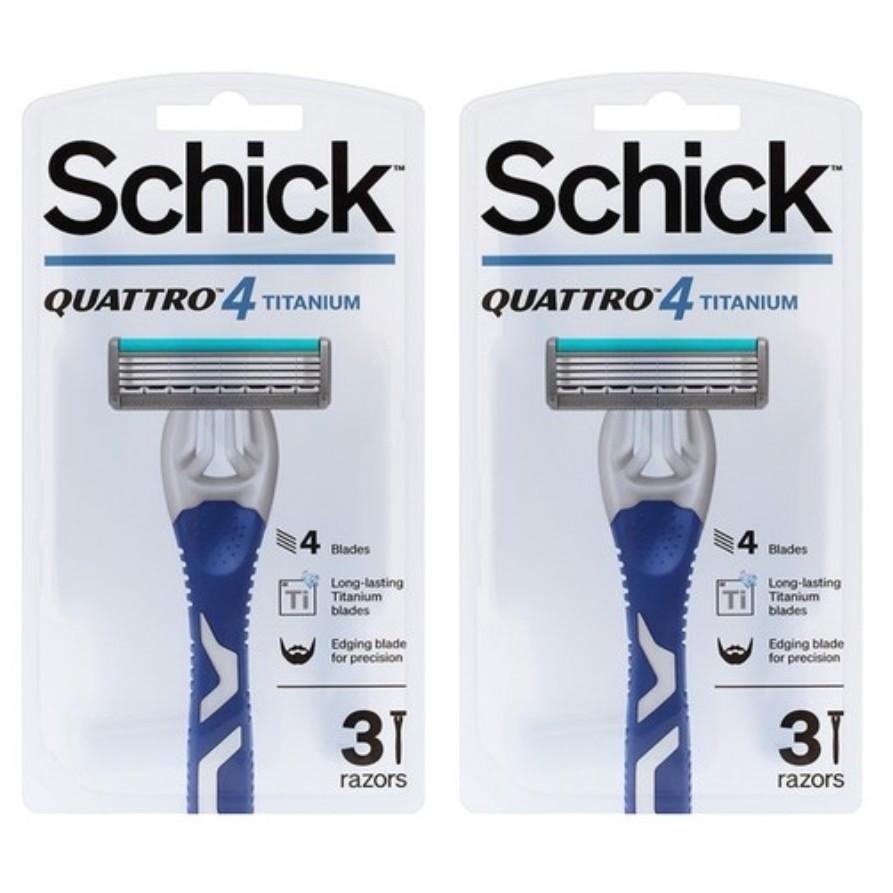 [Schick] Quattro 4 Titanium Portable Razor (1Pack 3pcs), Korean razor blade