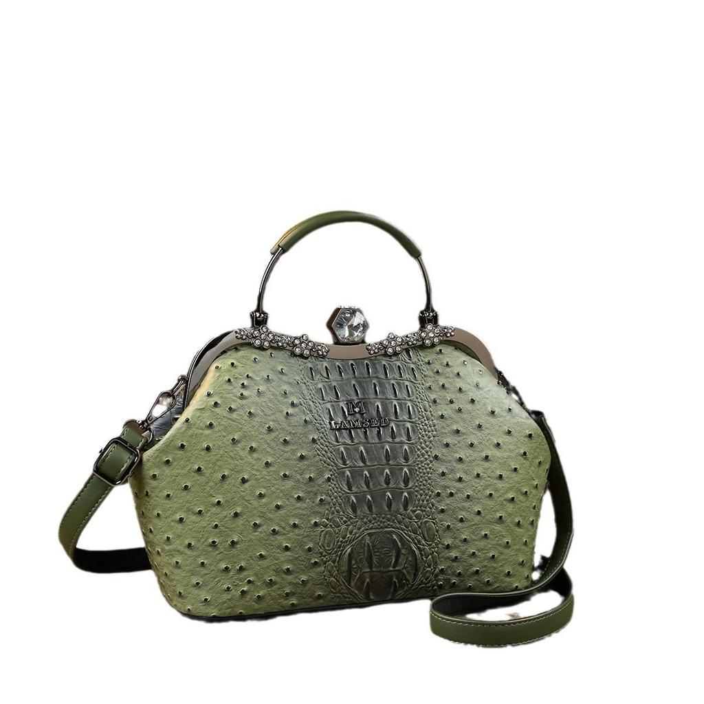 2025 Luxury Women's Soft Leather Shoulder & Crossbody Bag with Ostrich Pattern