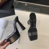 Fashion Summer Shoes for Women 2025 New Transparent PVC Sandals Outdoor Slippers Waterproof Platform Slide High Heels