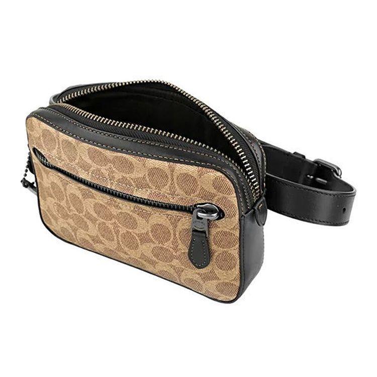 Coach Metropolitan 21 Classic Monogram Color Block Pebble Leather Waist Bag Small Men Waist Bag Khaki 69355-JIKHA