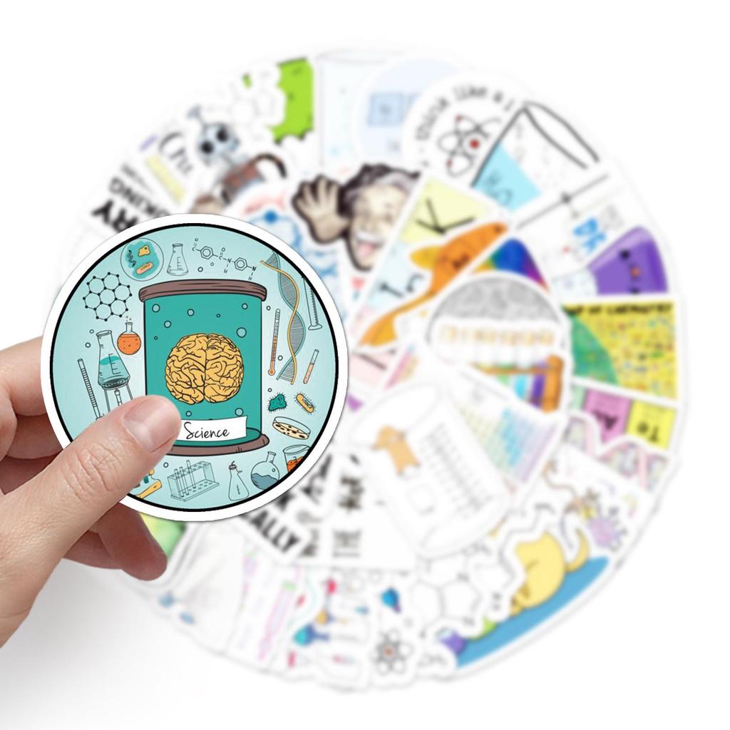 50 Ins Style DIY Chemical Equation Stickers for Laptops, Notebooks, Scooters, Cars