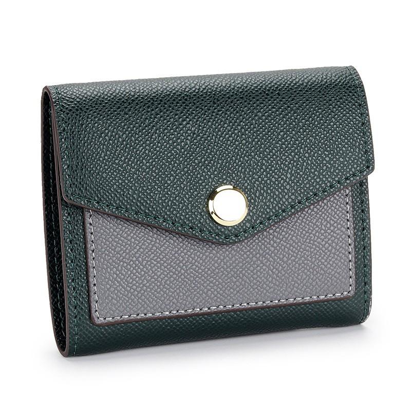 Wallet Women's Genuine Leather Short Three-fold Change Purse Fashionable Contrasting Color Multi-card Full-leather Bag