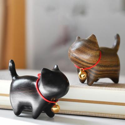 Miniatur Naturholz Katze Hund Ornament Niedlich Handgeschnitzt Holz Welpe Kleine Katze Figuren Raumdekor Dekoration Zuhause Geburtstagsgeschenk