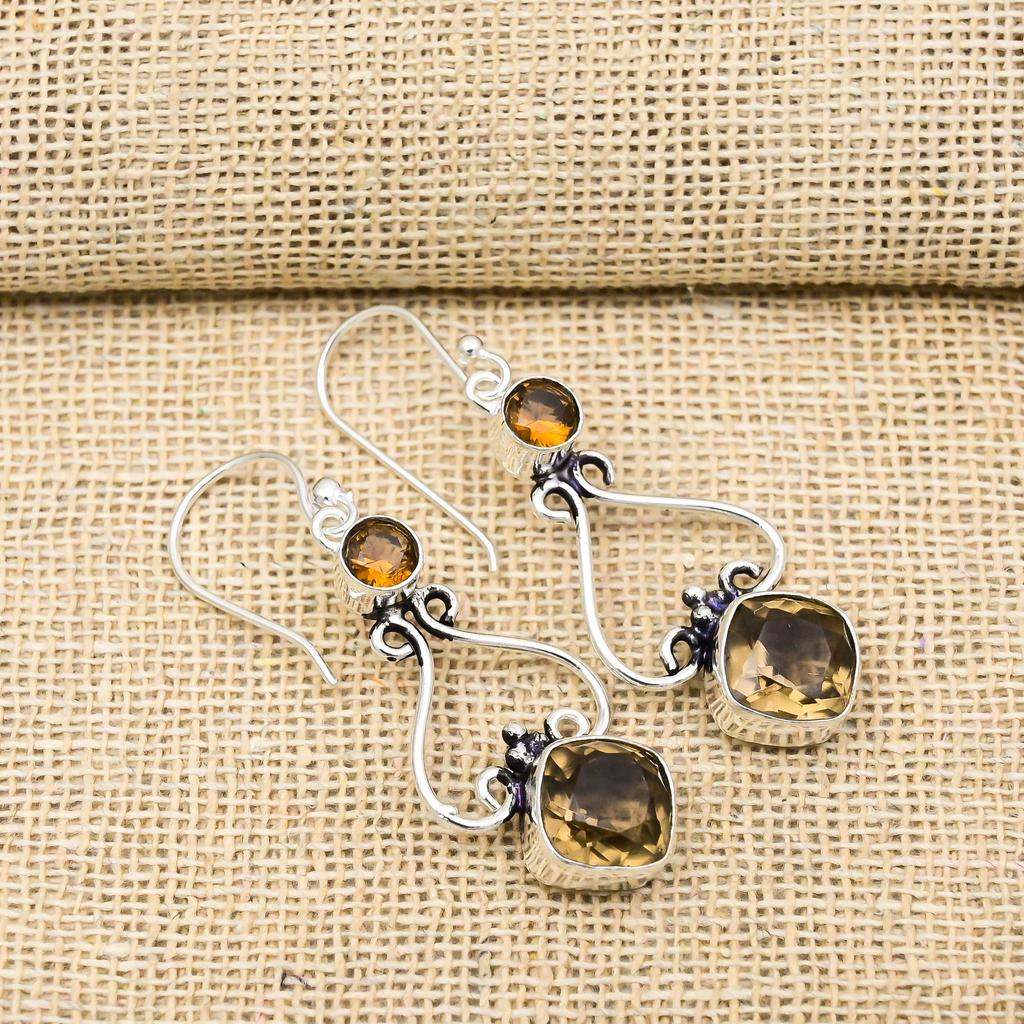 Smoky Topaz Earrings, 925 Solid Sterling Silver Jewelry, Gemstone Earrings, Gift For Her Handmade Dainty Jewelry