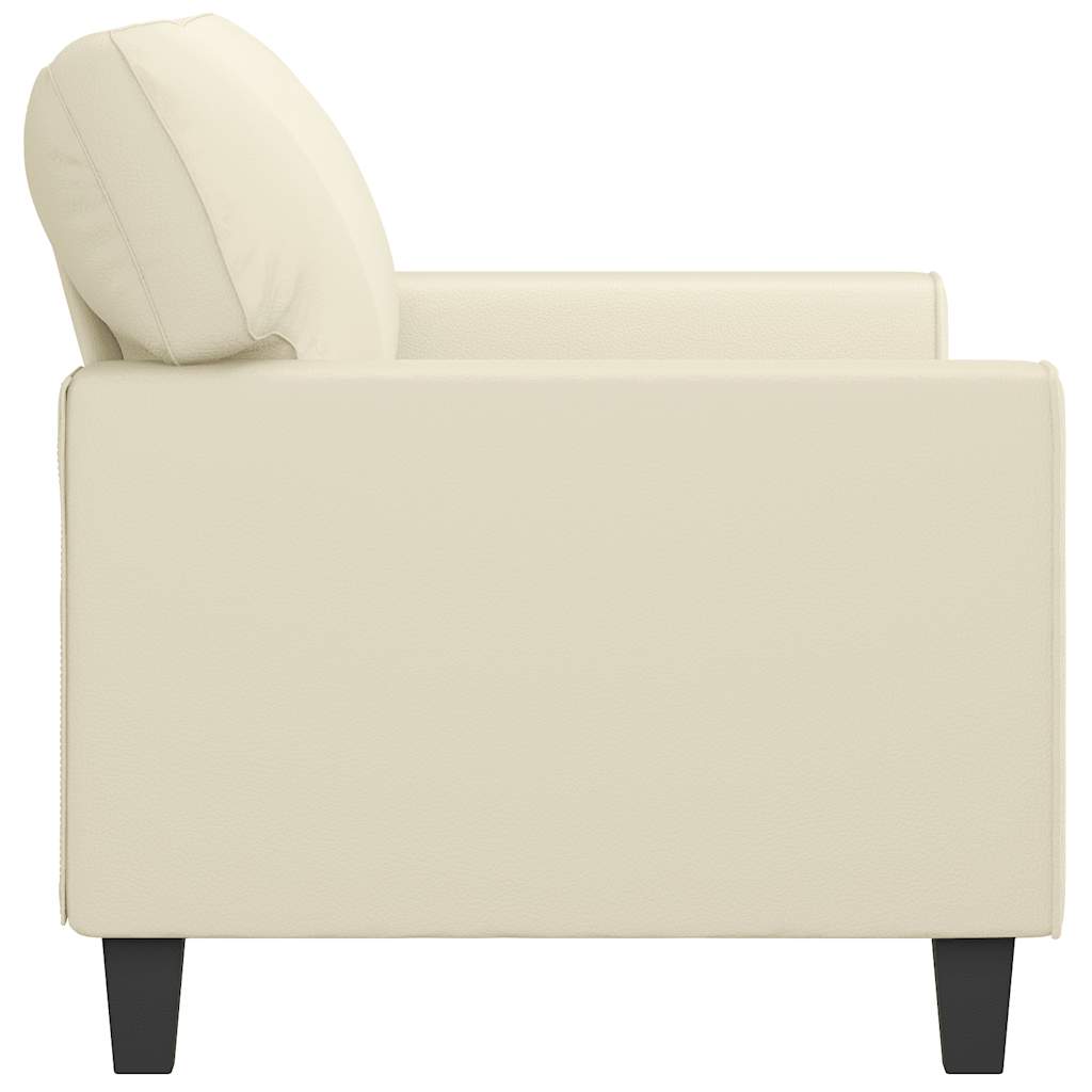 2 Seater Cream Sofa 140 Cm Faux Leather