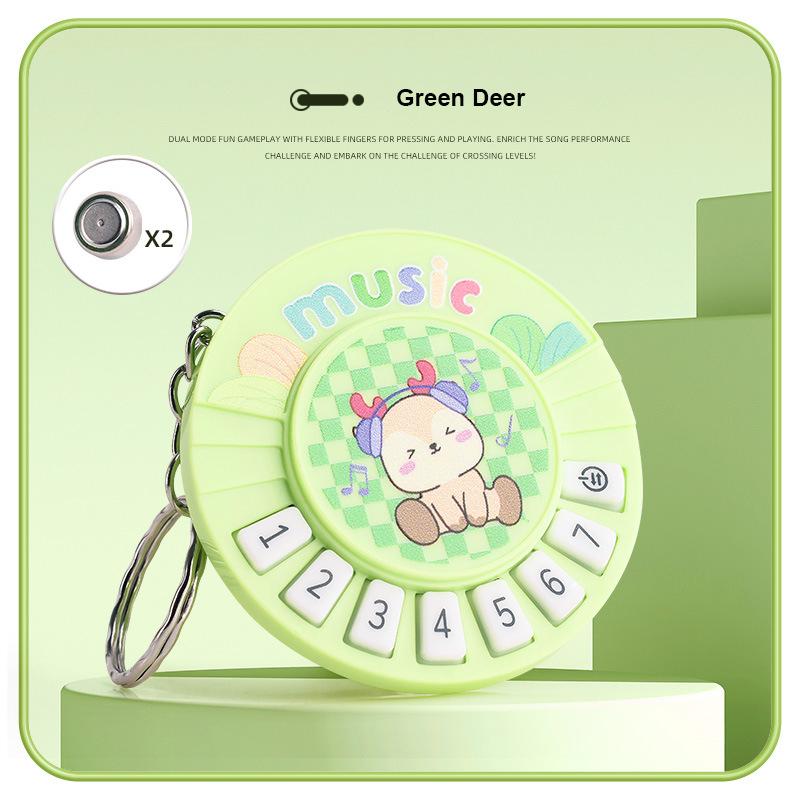 1Pc Mini Piano Keychain Pendant Luminous Music Toy Playing Music Pronunciation Round Piano Christmas Gift