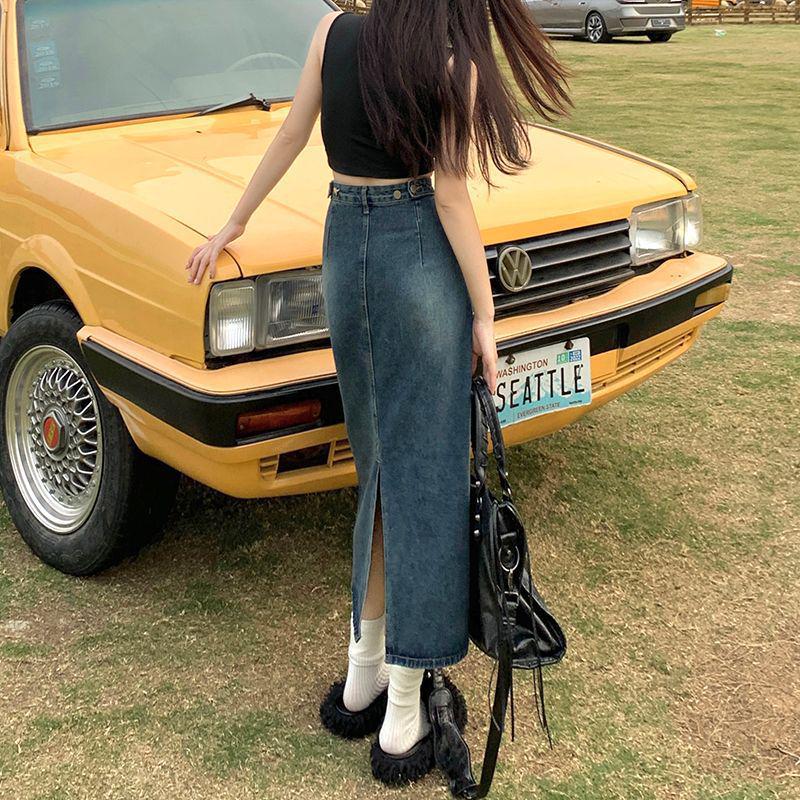High-Waisted A-Line Denim Skirt for Women - Summer 2024 Thin Style 