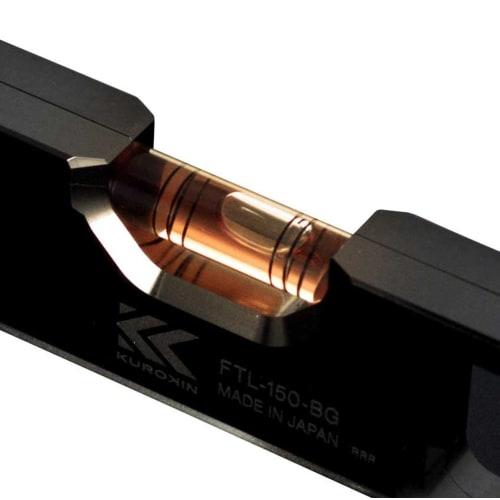 Fujiya Aluminum Level, Black and Gold, Approx. 115mm Wide, Bubble Orange, FTL-100-BG