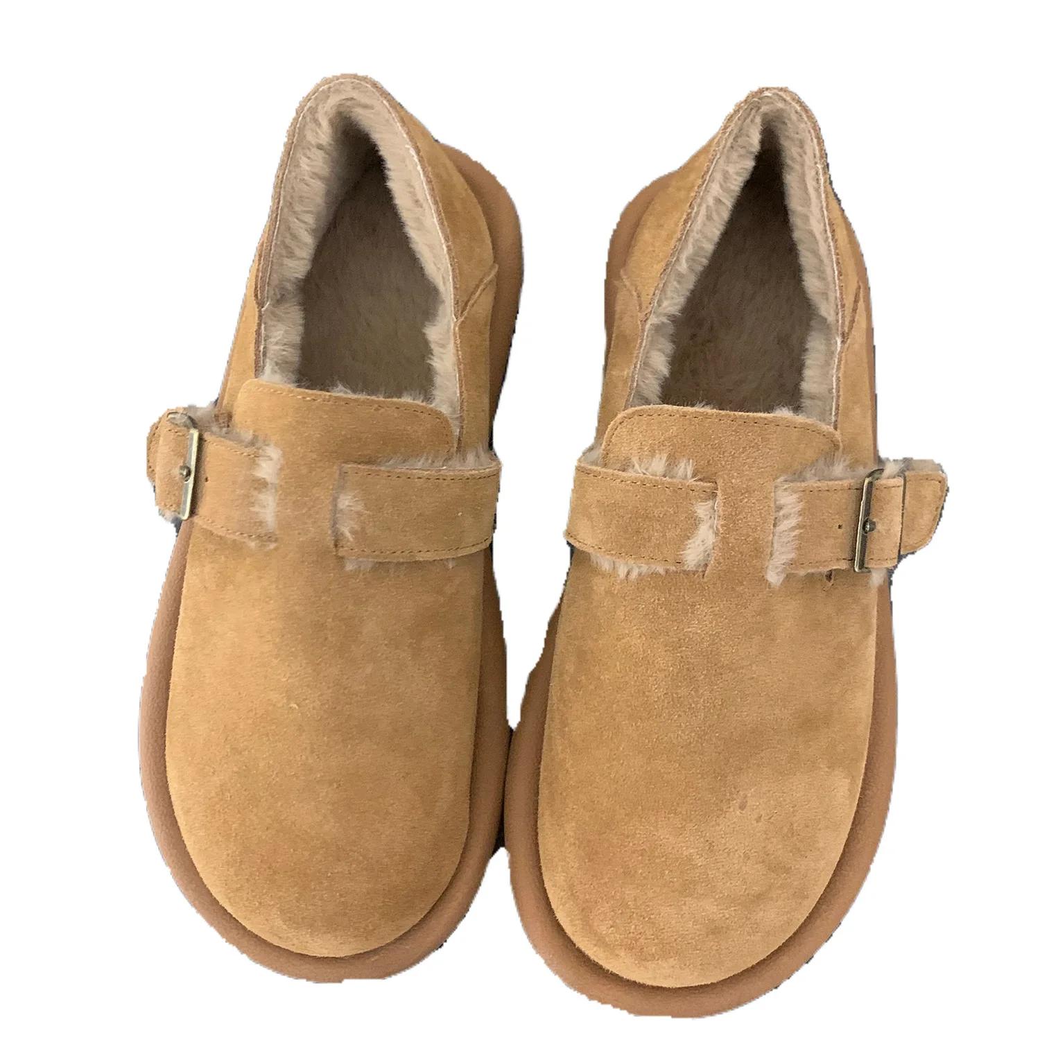 Женская обувь 2024 года новые осенние и зимние женские туфли туфли на плоской подошве плюшевые туфли хлопковые туфли на одну ногу плюшевые 35 2188₽