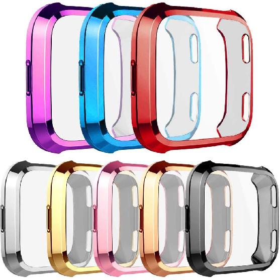 [8-Pack] Screen Protector Case Compatible with Fitbit Versa Cover,All-Around Soft TPU Plated Cover Ultra Slim Scratch-Proof Bumper Shell Accessories