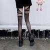 Sexy Black One-Piece Garter Stockings with Open Crotch and Non-Slip Lace Design for Women