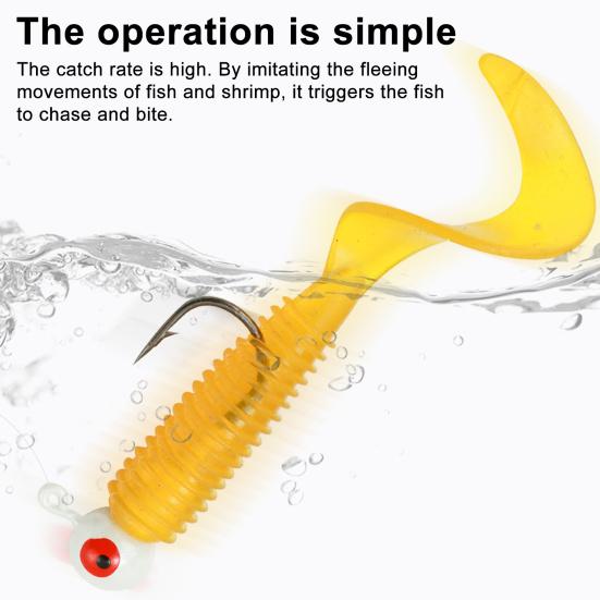20Pcs Soft Fishing Lure Metal Jig Head Fishing Hooks Realistic Design Bright Color Artificial Bait Worm Lure Fishing Accessories