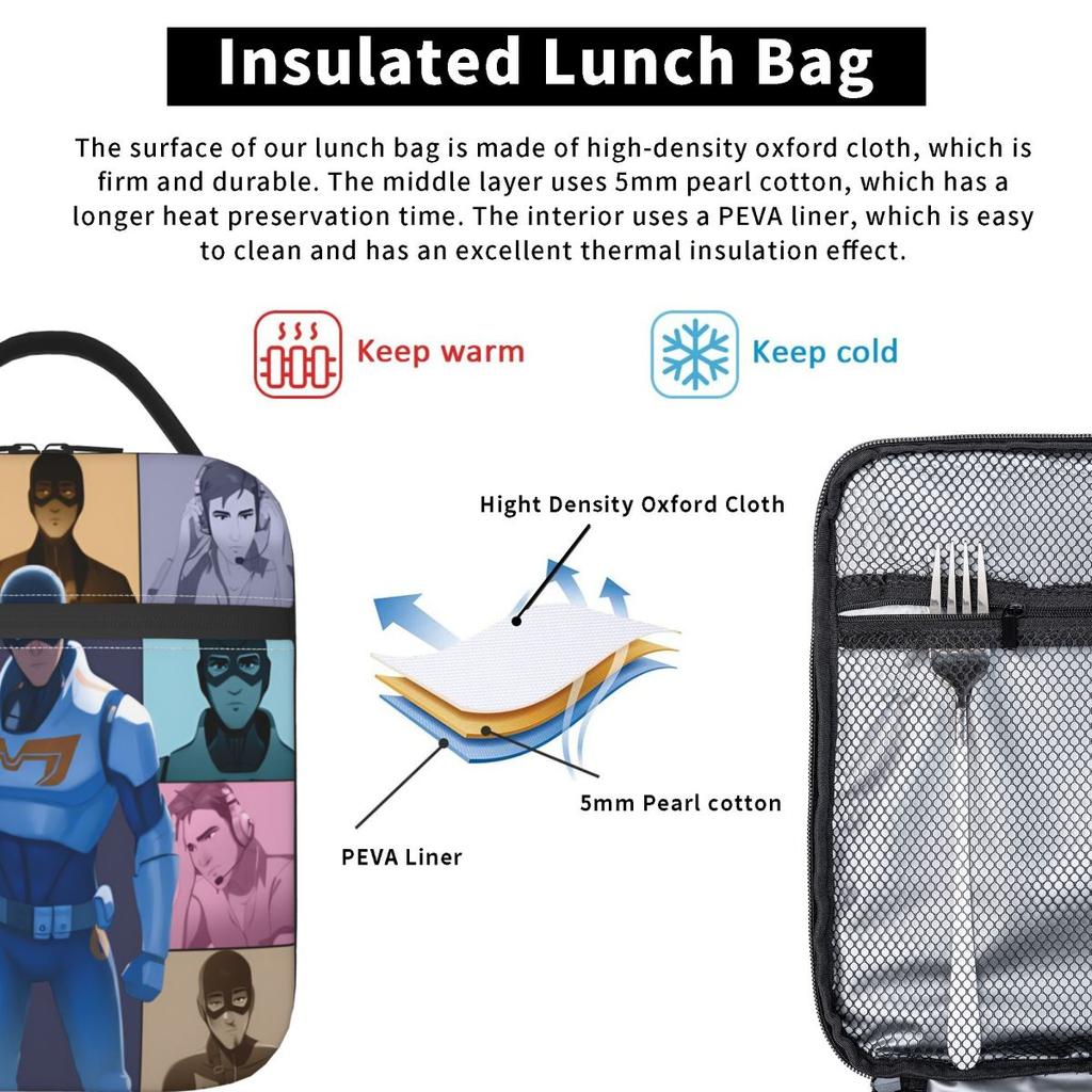 Dispatch Game Mecha Man Eras Tour Product Insulated Lunch Bag For Work Food Storage Bag Leakproof Cooler Thermal Bento Box