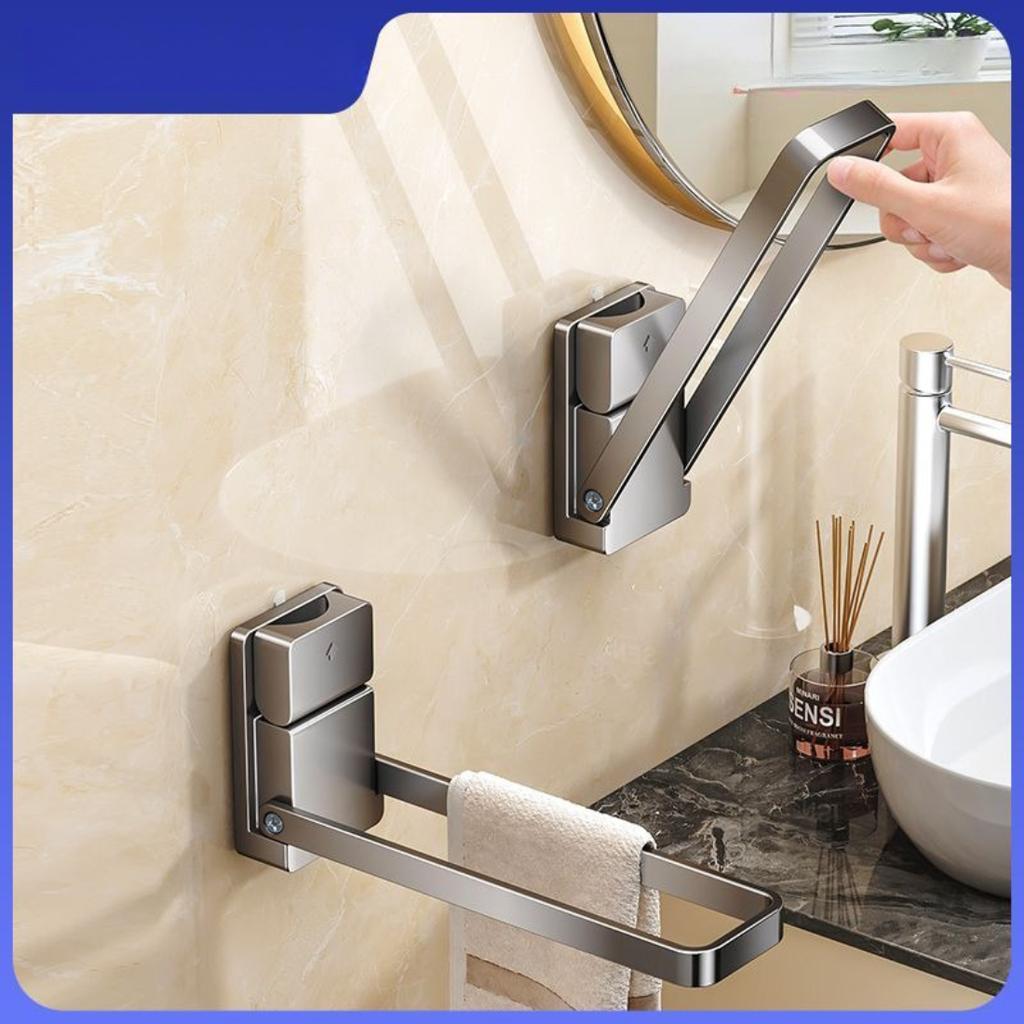 Suction Cup Foldable Towel Ring, No Punch Bathroom Storage Holder For Towels Hair Bands And Jewelry Organizer Rack