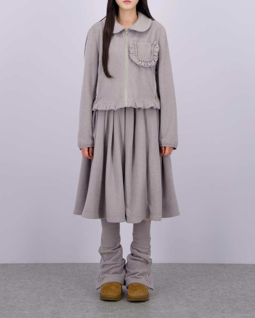 Loaegsyueol Fleece Midi Warmer Skirt_Melange Gray