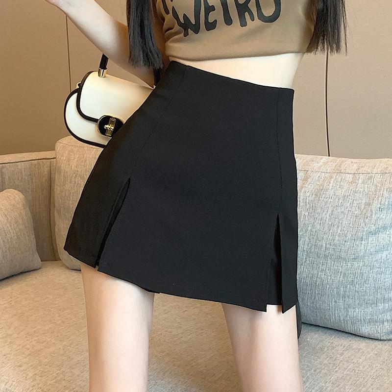 Streetwear Womens White Short Skirt With High Waist And Side Slit For Summer Fashion