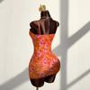 2025 Cross-border Sexy Lace Slip Dress: Waist-cinching Retro Floral Print, Backless, Hip-hugging, Ruffled Design.