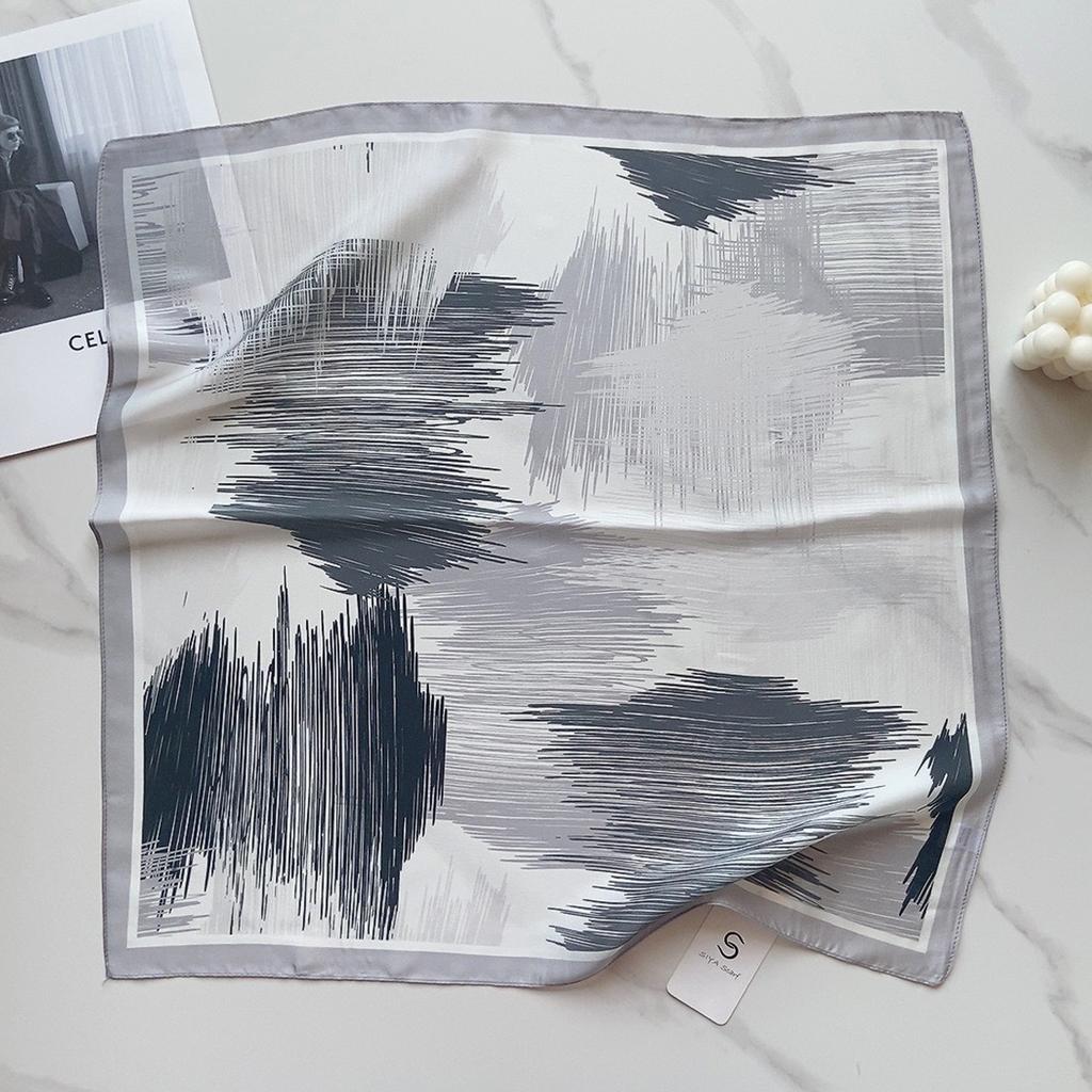 58 CM Sommer Neuer Quadratischer Schal Aus Künstlicher Seide Mit Künstlerischem Blumenschal, Haarband, Dekoratives Vielseitiges Kleines Kopftuch Für Damen