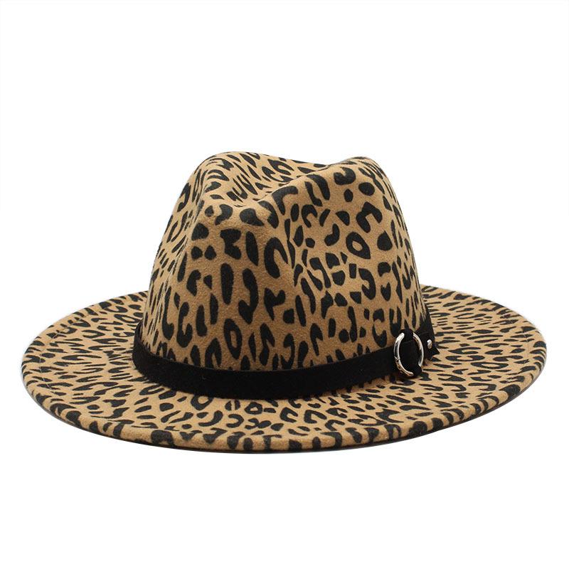 Hat British Men'S And Women'S Woolen Feather Hat Leopard Print Retro Jazz Top Hat