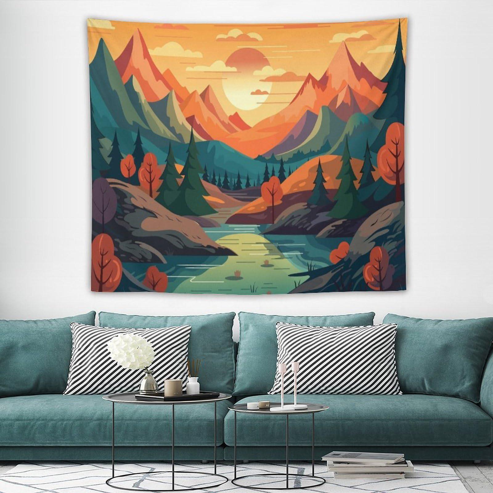 Aurora Snow Mountain Sunset Tapestry 75x100