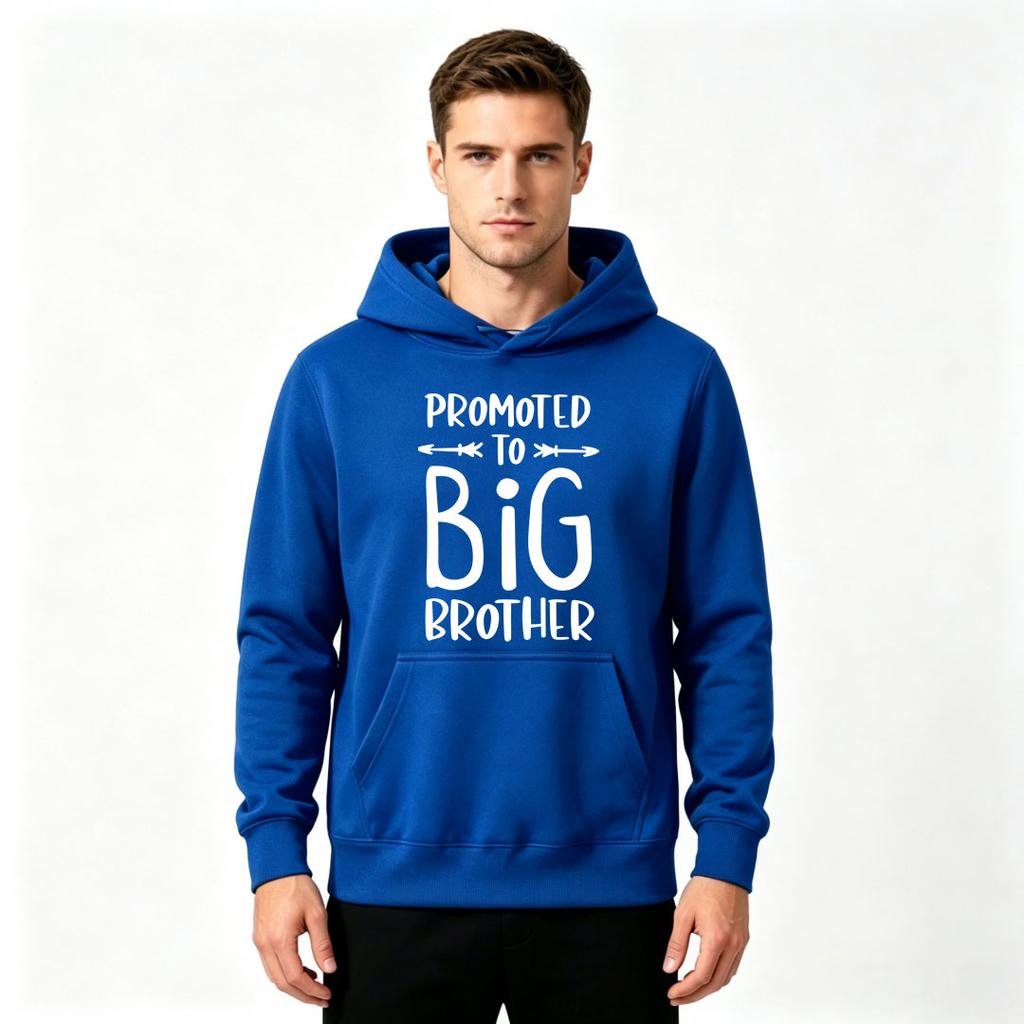 Men Promoted To Big Brother Print Long Sleeve Pullover Hoodie Casual Sweatshirt